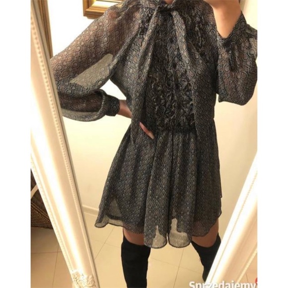 Zara Printed Jumpsuit Dress with Bow Tie NWT - Picture 6 of 9